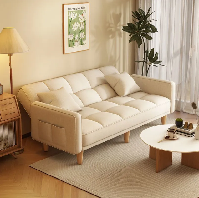 Solid Wood Sofa Bed Foldable Dual-purpose Sofa