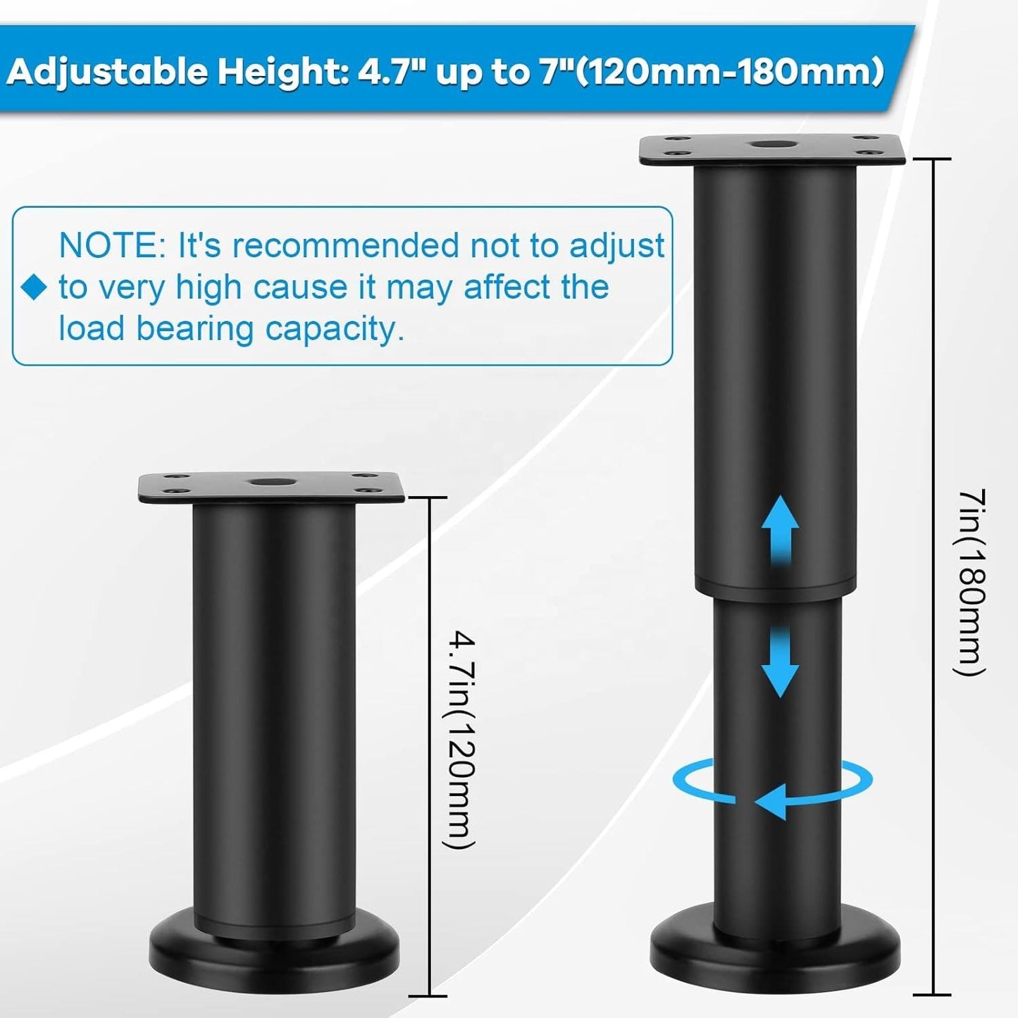 Upgraded Metal Adjustable Furniture Legs