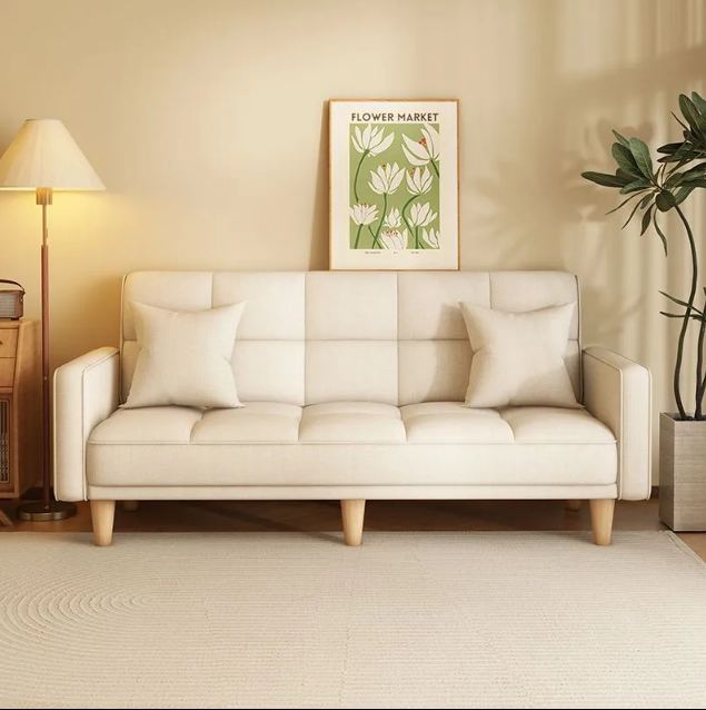 Solid Wood Sofa Bed Foldable Dual-purpose Sofa