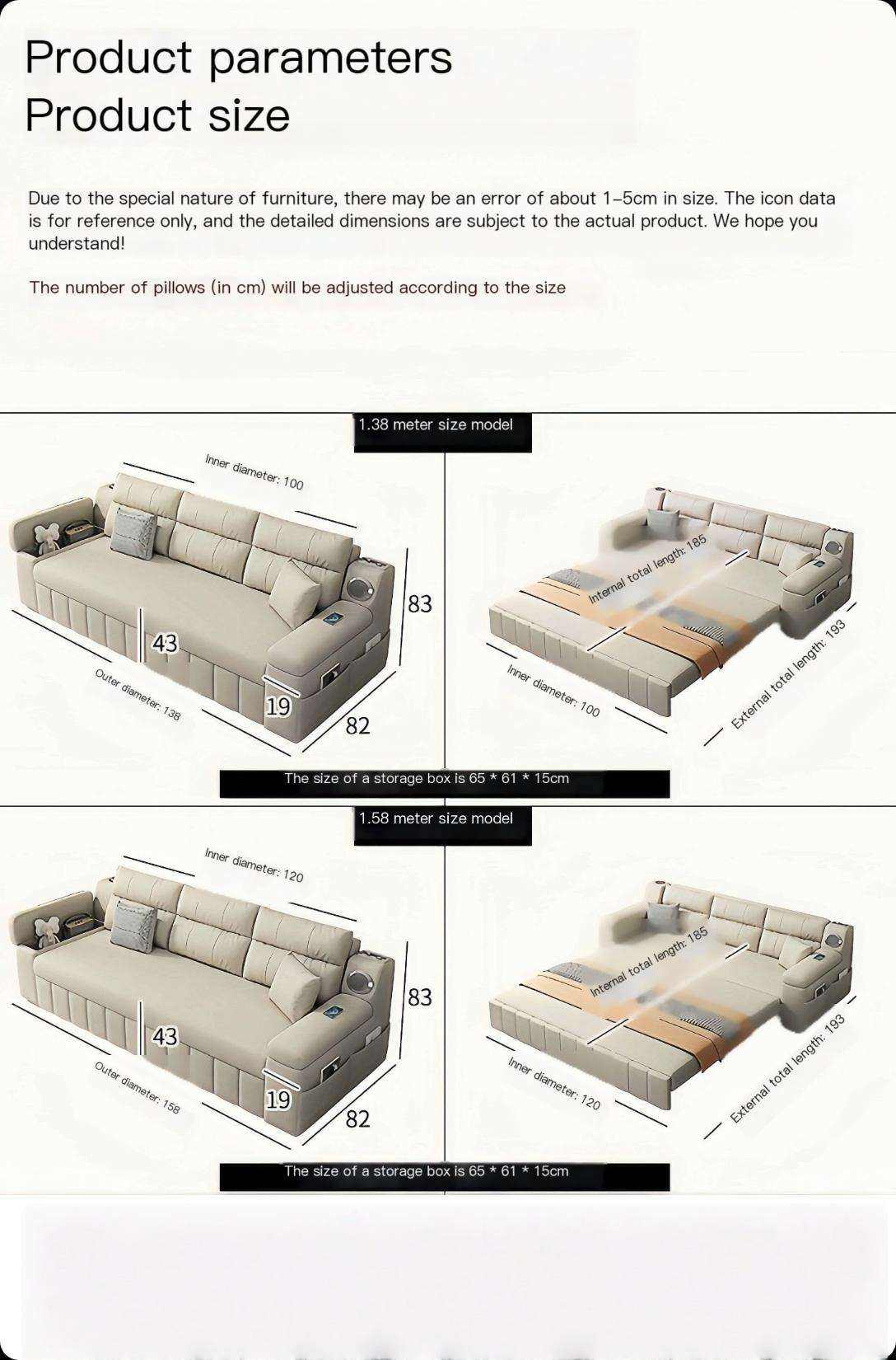 Modern Multi-Functional Three-Seat